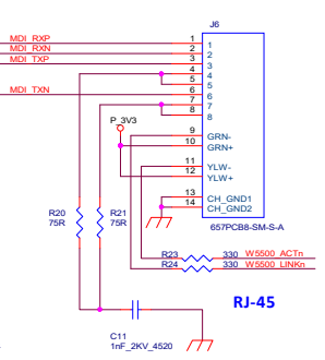 RJ45 reference schematic for TW100XR/PC